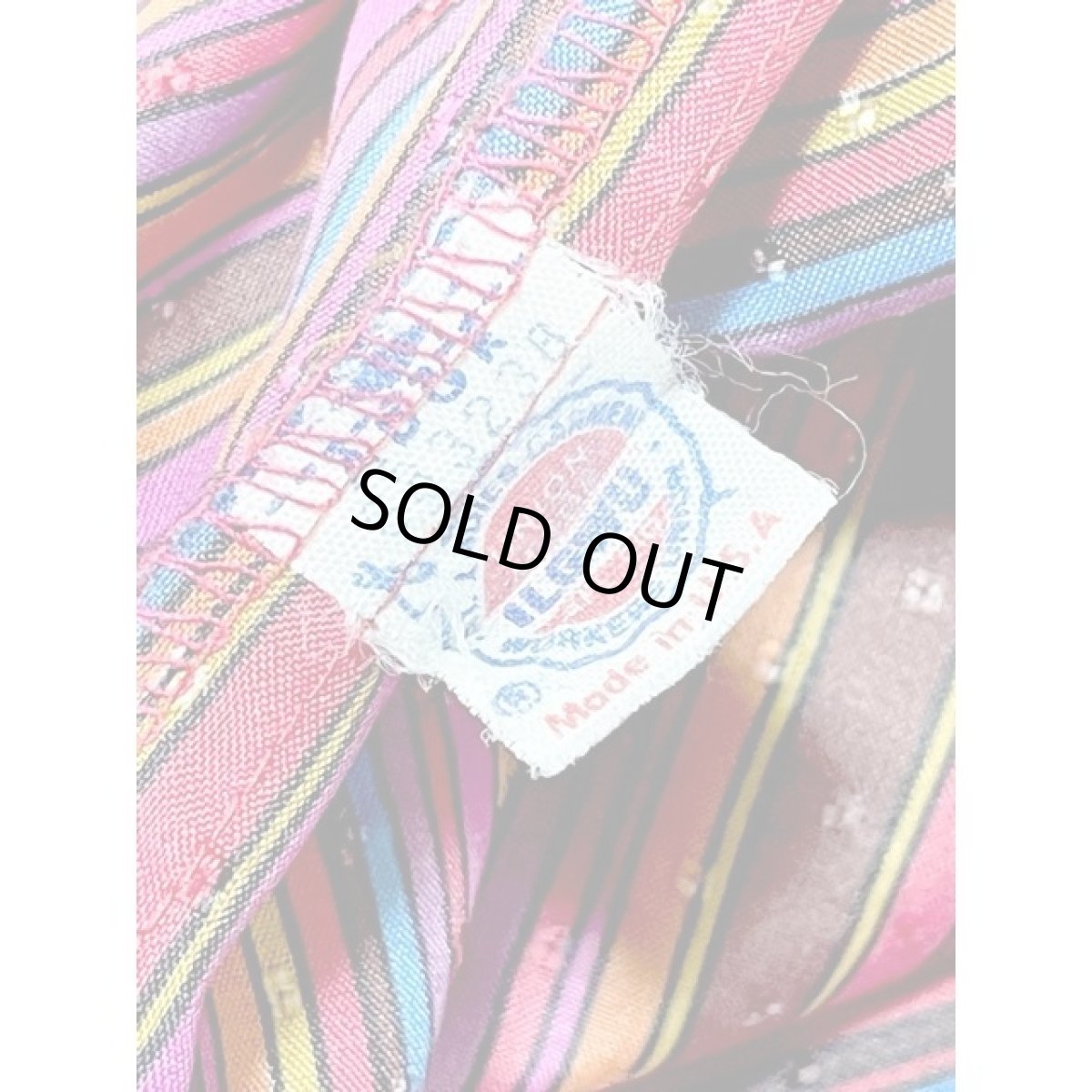 画像12: ストライプ 織り UNIONMADE ウエストゴム ワンピース アメリカ古着 ヴィンテージ レトロ 長袖 (12)