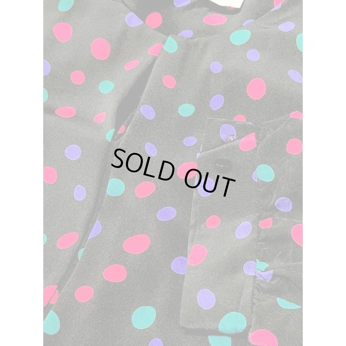 画像9: カラフルドット ウエストリボン トップス アメリカ古着 レトロ シャツ ブラック プルオーバー (9)