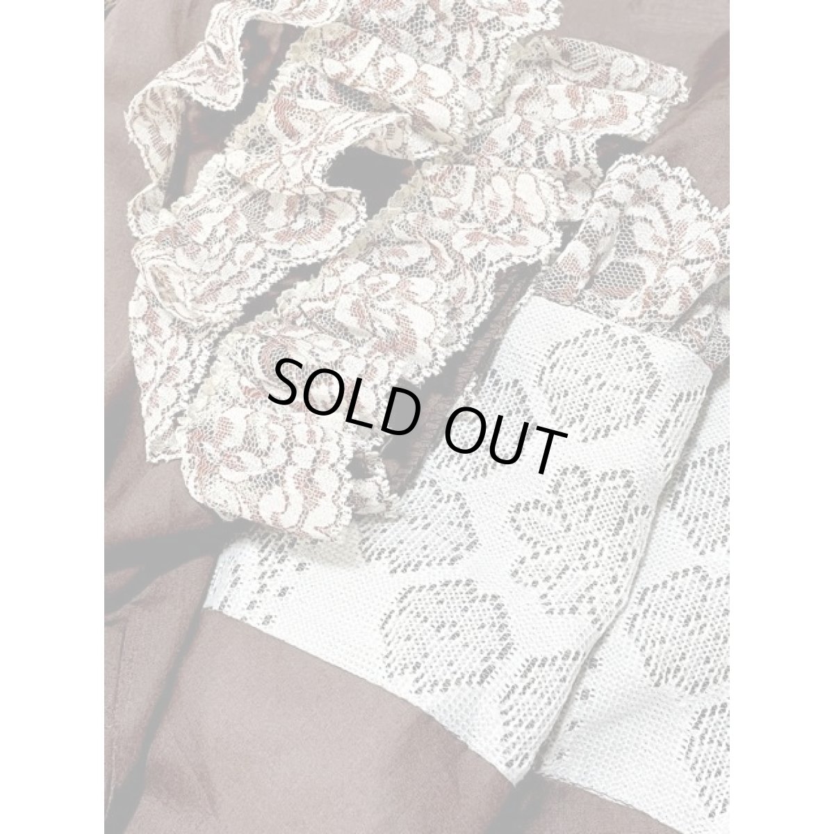 画像10: フリル ティアードフラワーレース  サーキュラー ヴィンテージドレス ブラウン ウエストゴム レトロ アメリカ古着 (10)