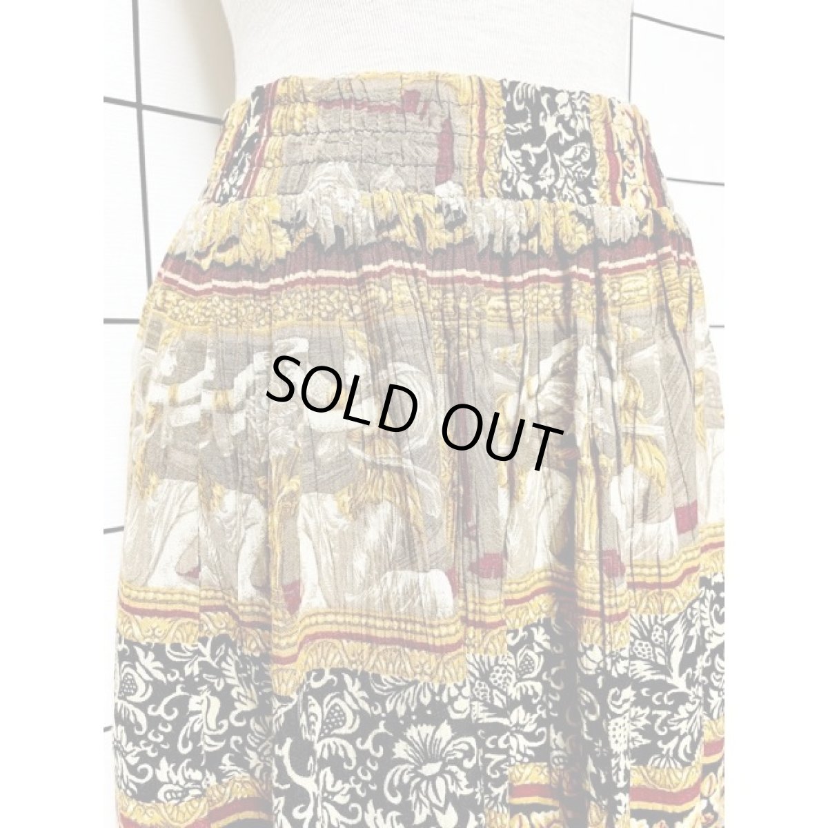 画像4: エスニック調 花柄 人物柄 ウエストゴム レトロ アメリカ古着 ヴィンテージスカート (4)