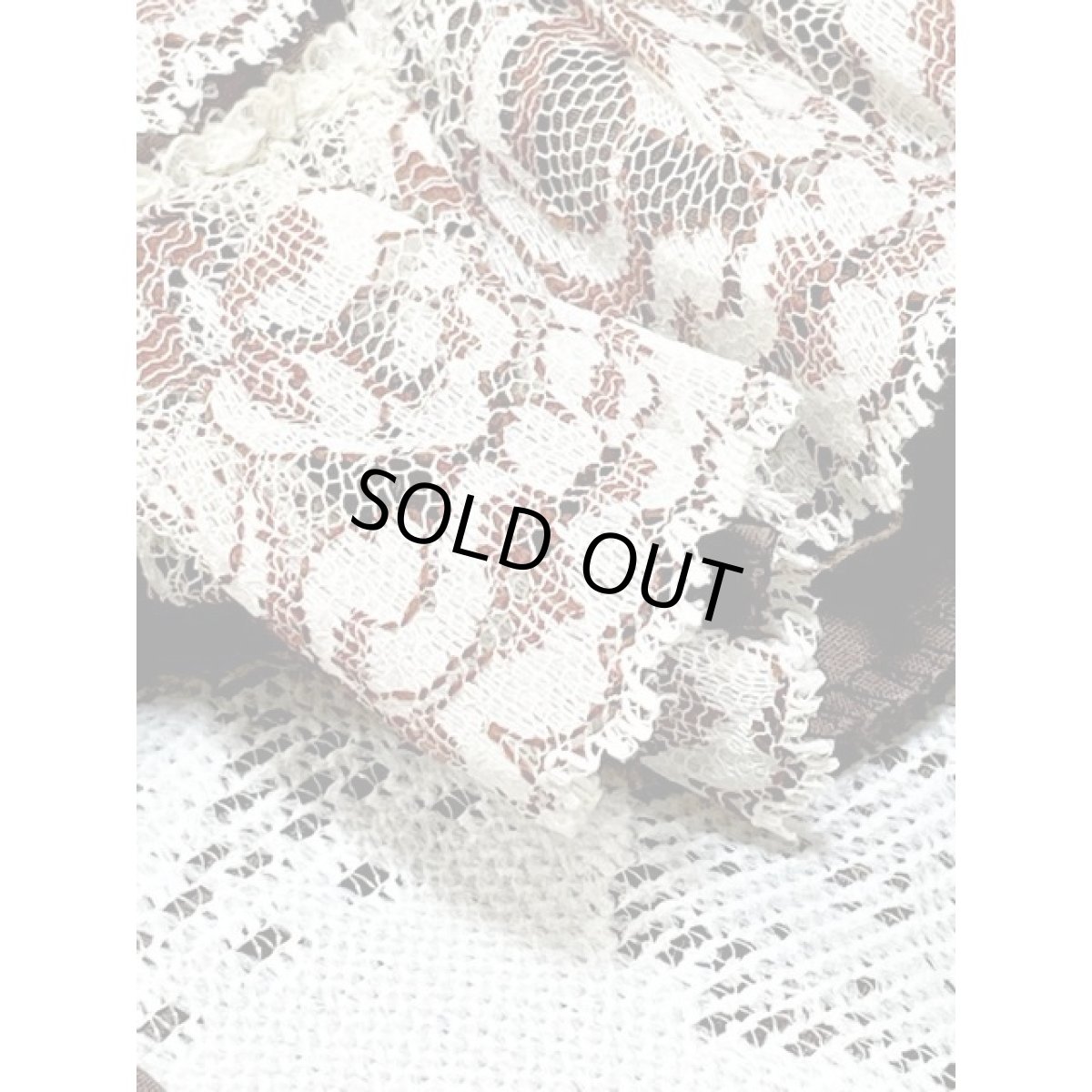 画像12: フリル ティアードフラワーレース  サーキュラー ヴィンテージドレス ブラウン ウエストゴム レトロ アメリカ古着 (12)