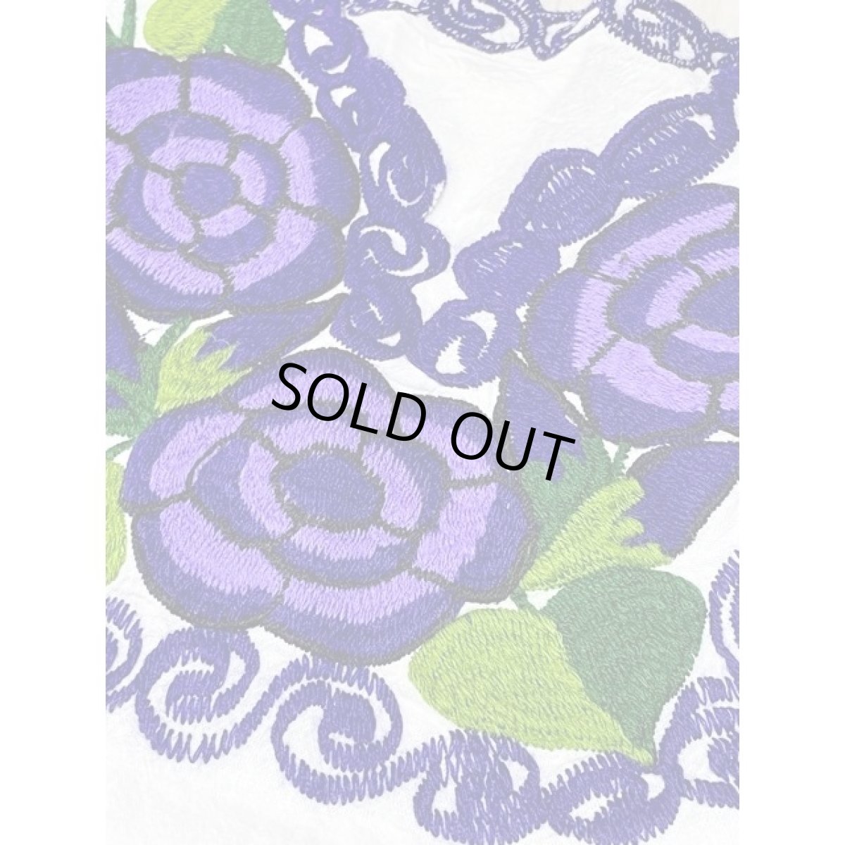 画像9: メキシカンお花刺繍 トップス ホワイト パープル フォークロア レトロ アメリカ古着 ヴィンテージ (9)