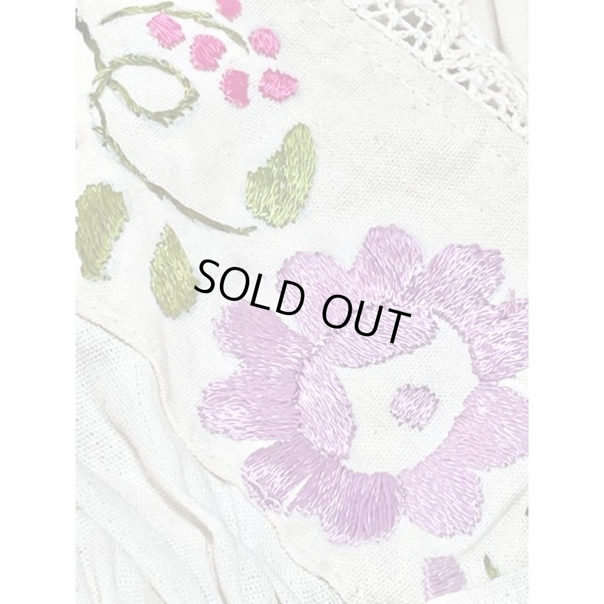 画像12: お花刺繍 サテンテープ オフホワイト ワンピース ヴィンテージ ウエストゴム レトロ  アメリカ古着 (12)