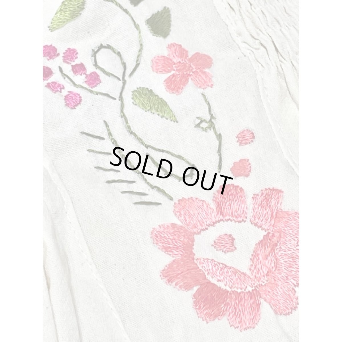 画像13: お花刺繍 サテンテープ オフホワイト ワンピース ヴィンテージ ウエストゴム レトロ  アメリカ古着 (13)