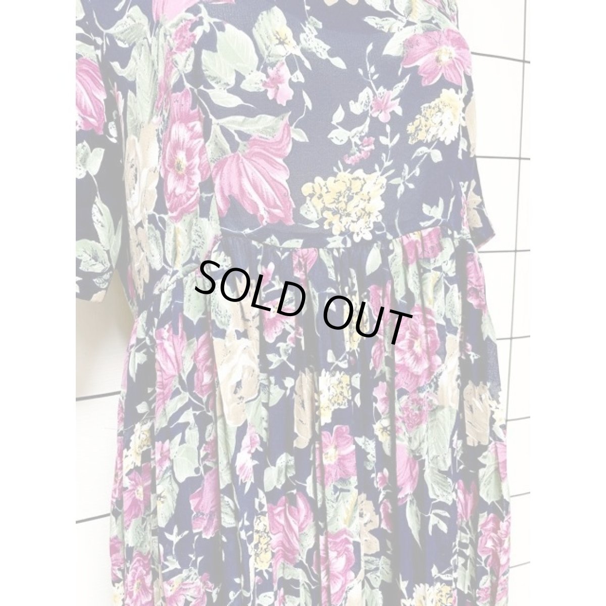 画像7: ハイウエストプリーツ切り替え 花柄  ヴィンテージドレス レトロ アメリカ古着 (7)