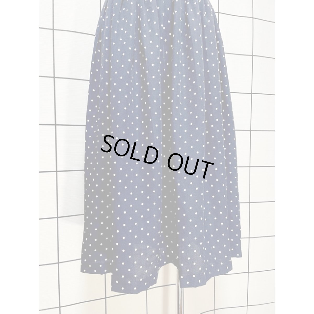 画像5: ドット柄 ヴィンテージスカート ネイビー ホワイト ウエストゴム レトロ アメリカ古着 (5)