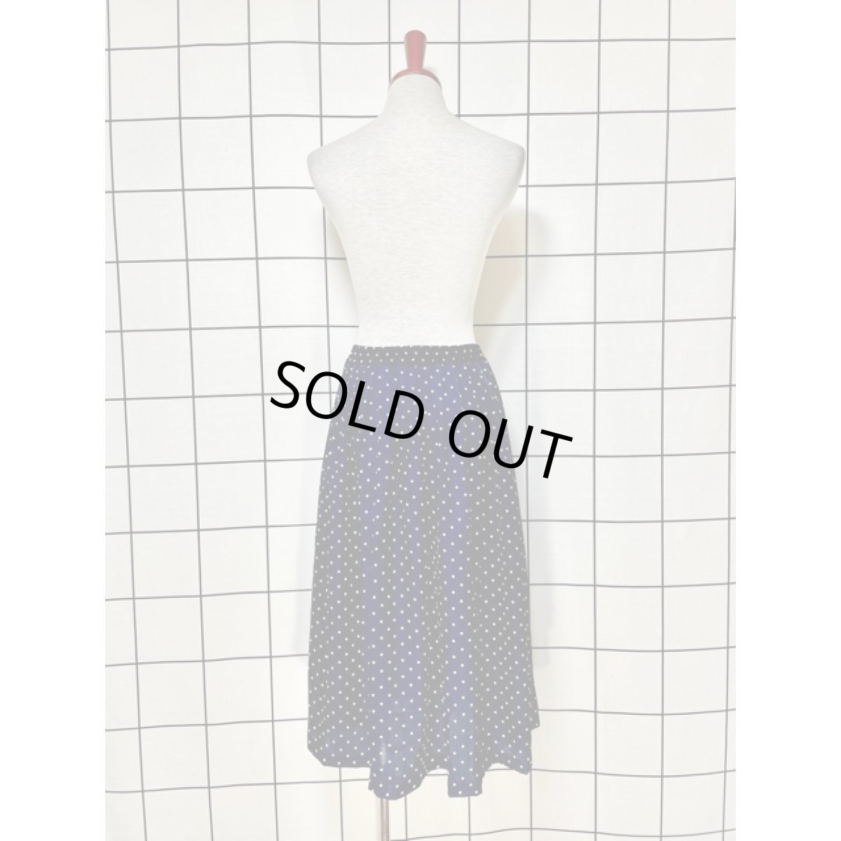 画像3: ドット柄 ヴィンテージスカート ネイビー ホワイト ウエストゴム レトロ アメリカ古着 (3)