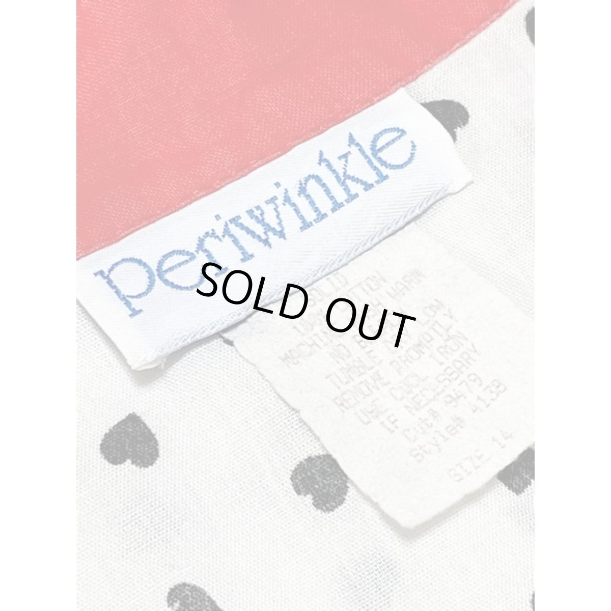 画像14: ハート柄 パフスリーブ ホワイト ブラック ウエストゴム 半袖 レトロ アメリカ古着 ヴィンテージワンピース (14)