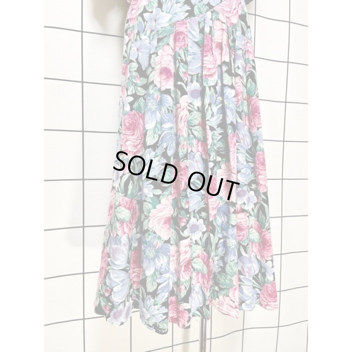 画像9: アンティークフラワー柄 レース襟 ビッグカラー ウエストゴム バックボタン ガーリー レトロ ヴィンテージワンピース アメリカ古着  (9)