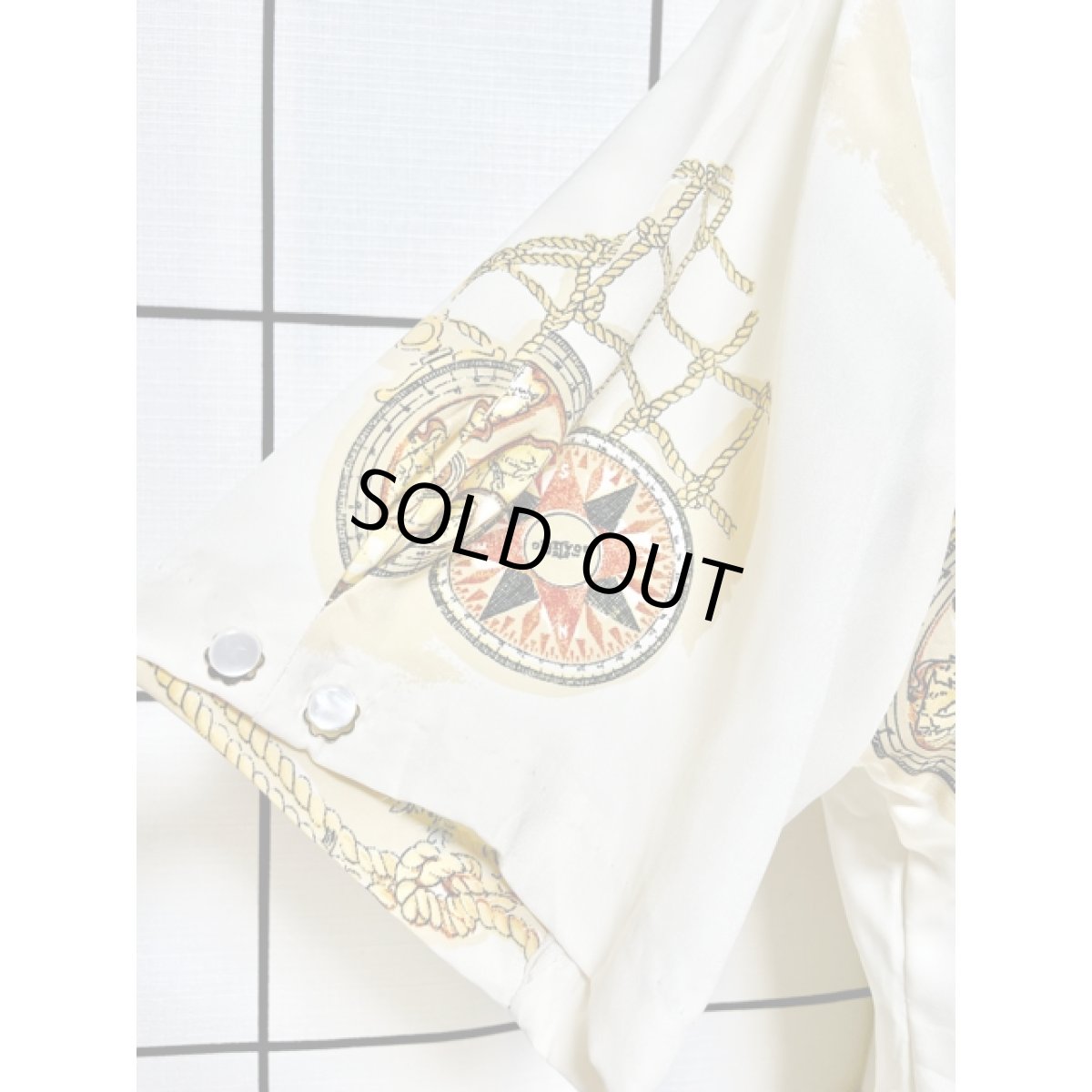 画像7: レトロマリン 船柄 樽柄 ブラウス レトロ アメリカ古着 半袖 シャツ ヴィンテージ (7)