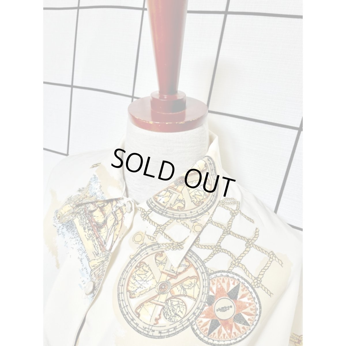 画像4: レトロマリン 船柄 樽柄 ブラウス レトロ アメリカ古着 半袖 シャツ ヴィンテージ (4)