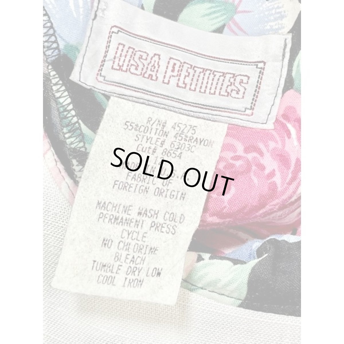 画像15: アンティークフラワー柄 レース襟 ビッグカラー ウエストゴム バックボタン ガーリー レトロ ヴィンテージワンピース アメリカ古着  (15)