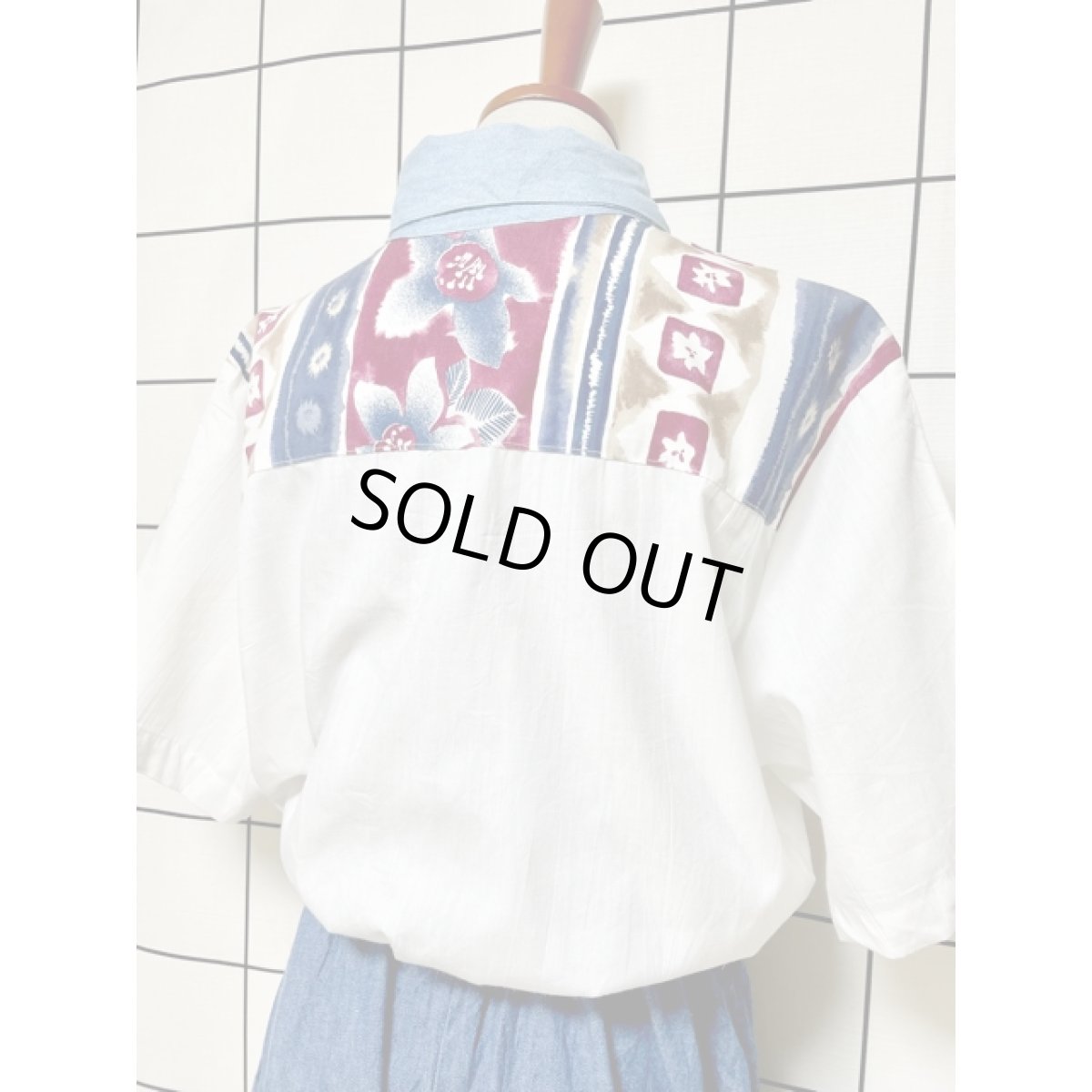 画像3: デニム切り替え ウエストゴム ワンピース アメリカ古着 レトロ ヴィンテージ (3)