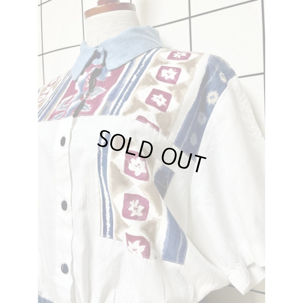 画像8: デニム切り替え ウエストゴム ワンピース アメリカ古着 レトロ ヴィンテージ (8)