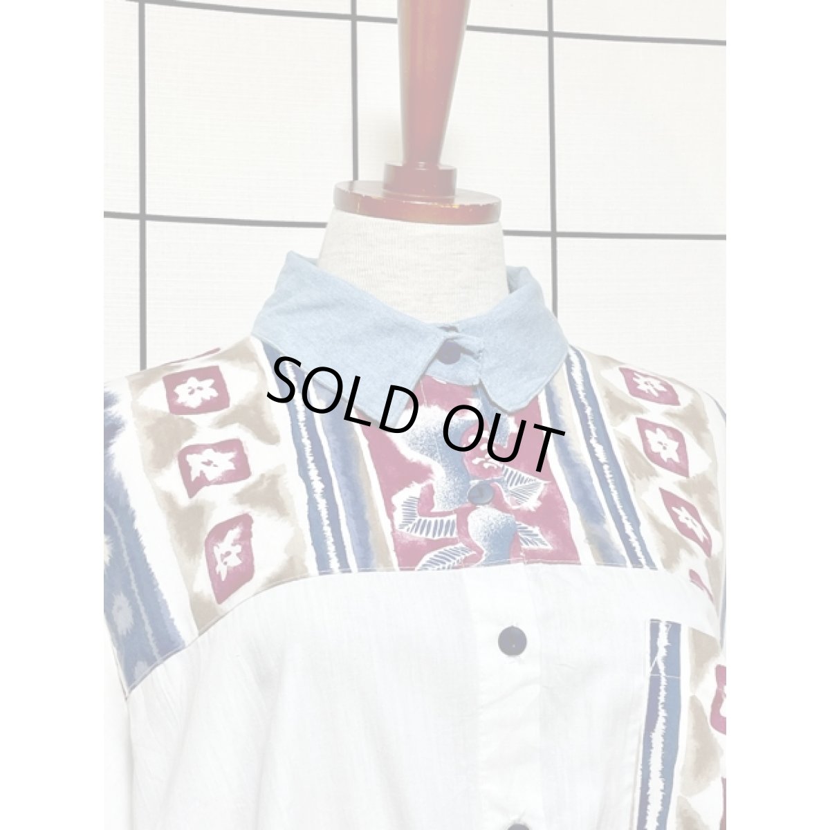 画像6: デニム切り替え ウエストゴム ワンピース アメリカ古着 レトロ ヴィンテージ (6)