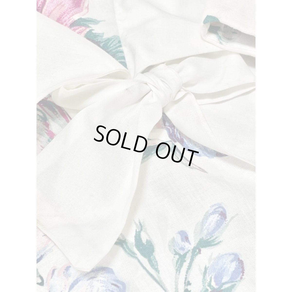 画像16: アンティークフラワー柄 レース襟 ビッグカラー ウエストゴム バックボタン ガーリー レトロ ヴィンテージワンピース アメリカ古着  (16)