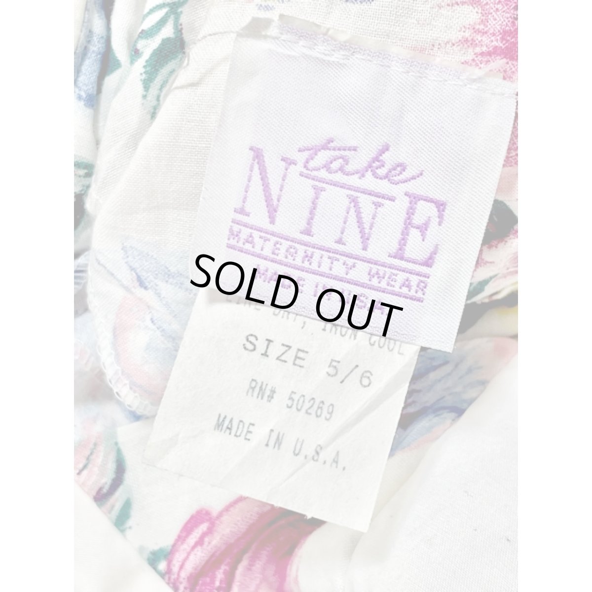 画像19: アンティークフラワー柄 レース襟 ビッグカラー ウエストゴム バックボタン ガーリー レトロ ヴィンテージワンピース アメリカ古着  (19)