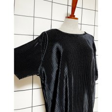 画像6: 上品なプリーツデザイン ブラック チュニックトップス ヴィンテージ アメリカ古着 レトロ 半袖 シャツ (6)