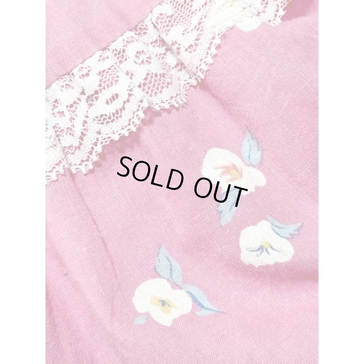 画像15: フリルレース サーキュラーデザイン リボン パフスリーブ 花柄 ヴィンテージドレスワンピース ピンク レトロ アメリカ古着 (15)