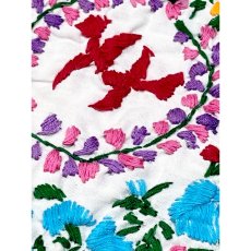 画像12: メキシカン花刺繍ドレス レース装飾 サテンテープ ホワイト フォークロア レトロ ヴィンテージ (12)
