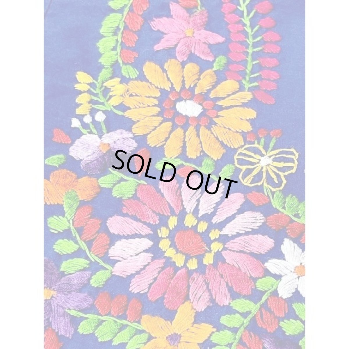 画像12: メキシカン花刺繍ドレス ブルー フォークロア レトロ ヴィンテージ (12)