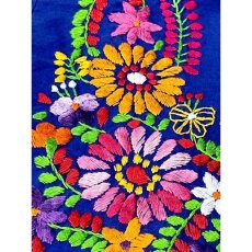 画像12: メキシカン花刺繍ドレス ブルー フォークロア レトロ ヴィンテージ (12)