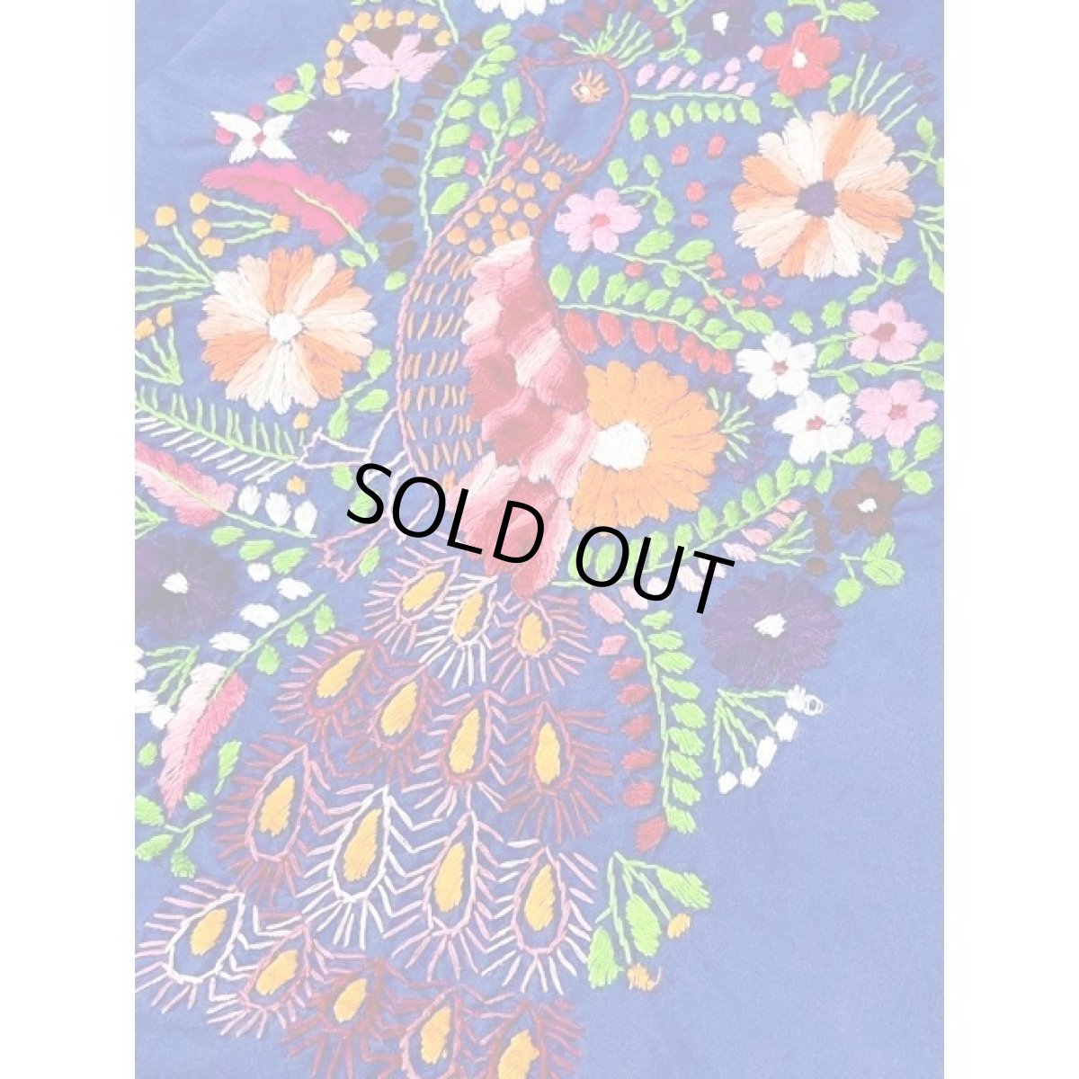 画像14: メキシカン花刺繍ドレス ブルー フォークロア レトロ ヴィンテージ (14)