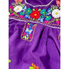 画像7: 子供古着 kid メキシカン刺繍ドレス ヴィンテージ パープル アメリカ古着 (7)
