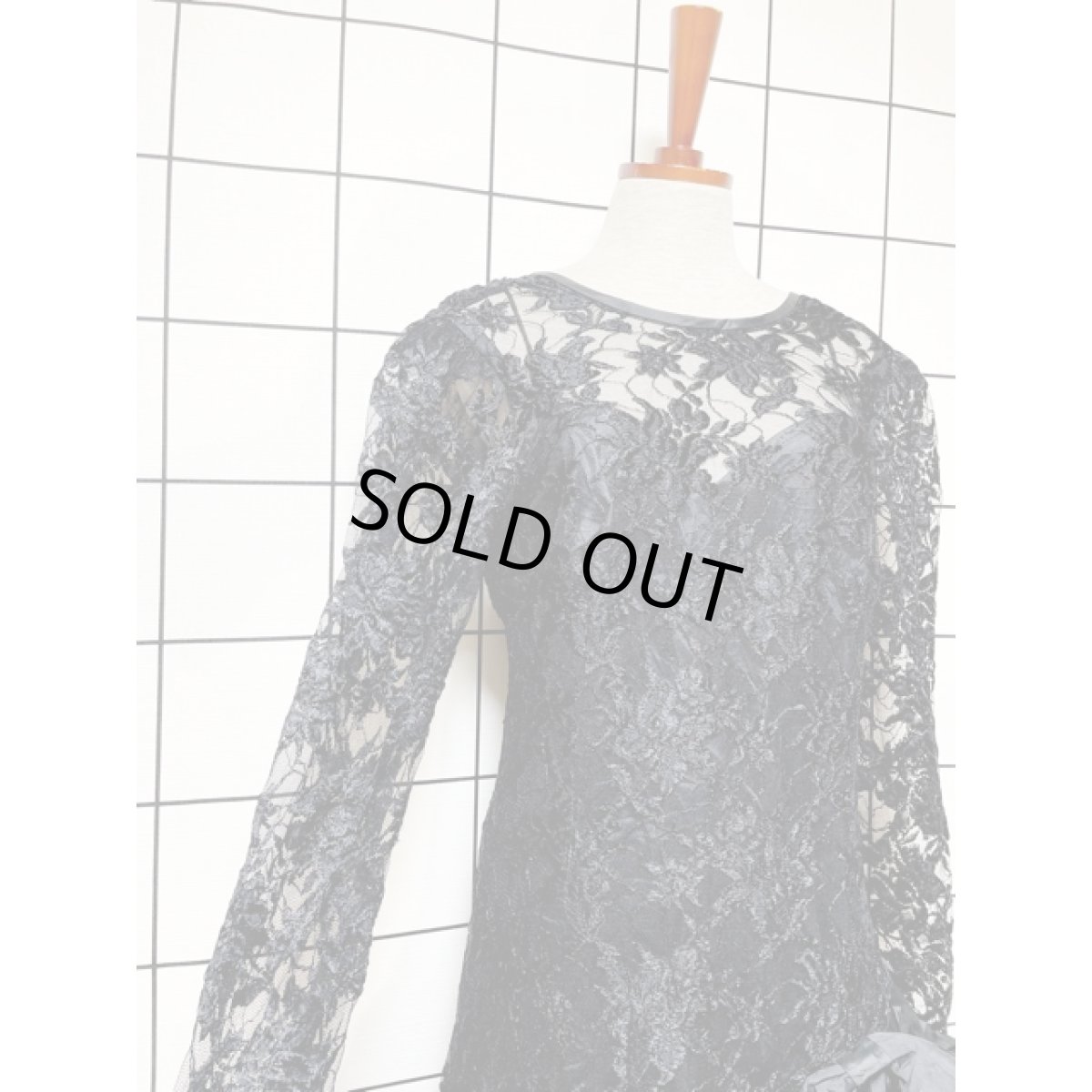 画像7: パーティー衣装にもおすすめ フラワーレース切り替え ビッグリボン アシンメトリー バックシャン クラシカル アメリカ古着 ヴィンテージドレス (7)