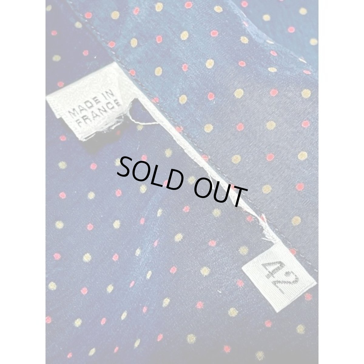 画像9: フランス古着 FRANCE マルチドット ネイビー 半袖 シャツ ヴィンテージブラウス (9)