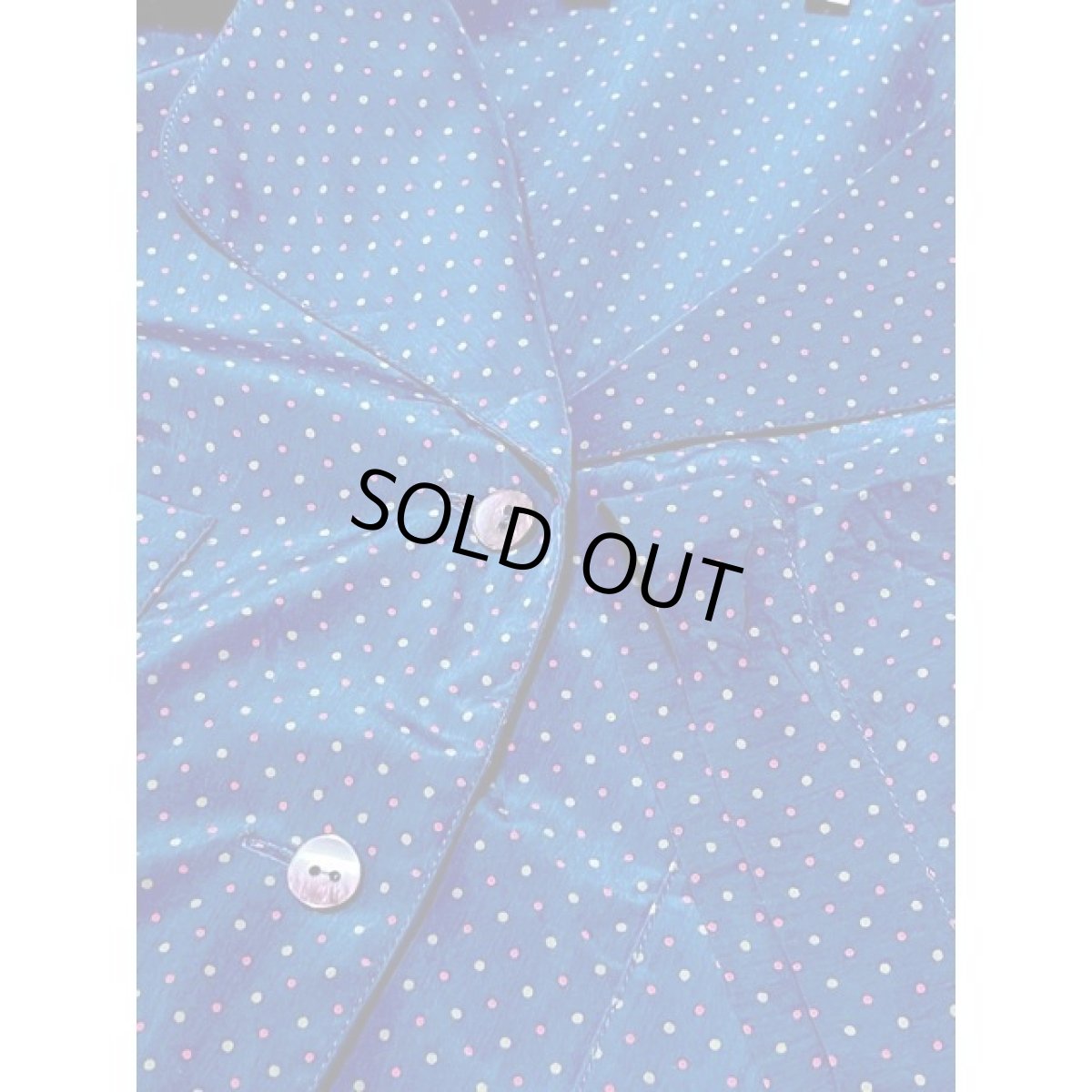 画像8: フランス古着 FRANCE マルチドット ネイビー 半袖 シャツ ヴィンテージブラウス (8)