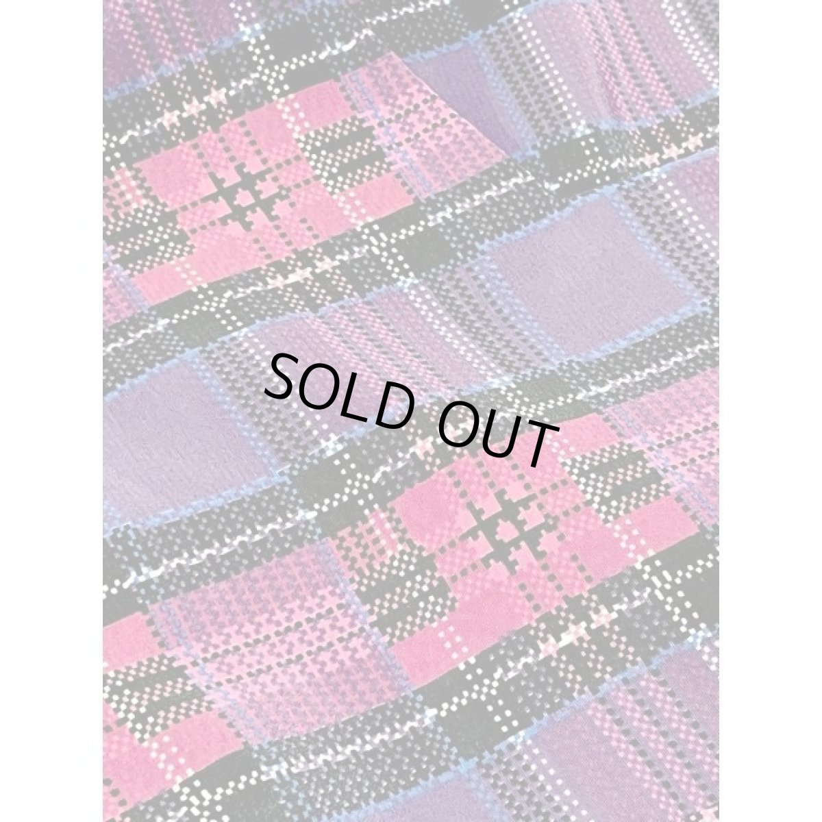 画像10: チェック柄 ロングワンピース パープル ウエストゴム レトロ 半袖 アメリカ古着 ヴィンテージ (10)