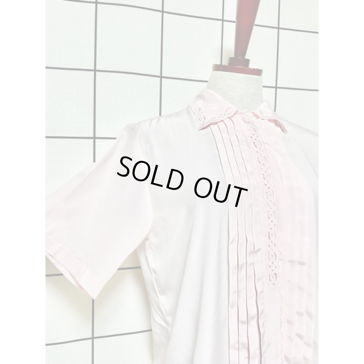 画像6: ピンク フロントタック カットワークデザイン レトロ アメリカ古着 シャツ ヴィンテージブラウス (6)