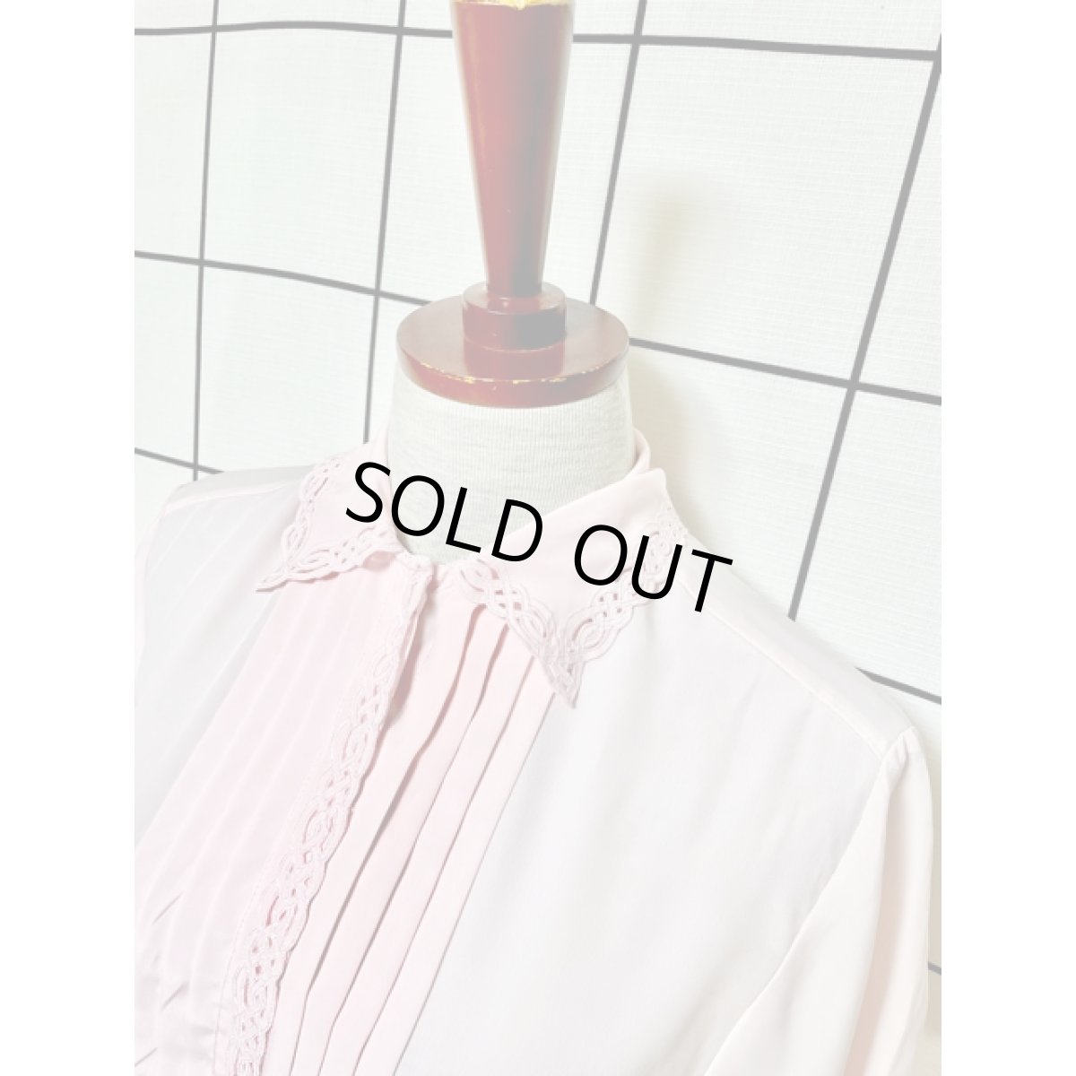 画像4: ピンク フロントタック カットワークデザイン レトロ アメリカ古着 シャツ ヴィンテージブラウス (4)