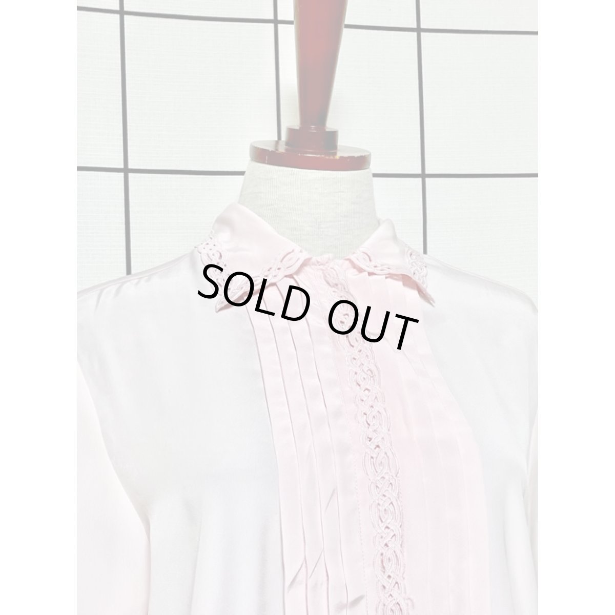 画像5: ピンク フロントタック カットワークデザイン レトロ アメリカ古着 シャツ ヴィンテージブラウス (5)