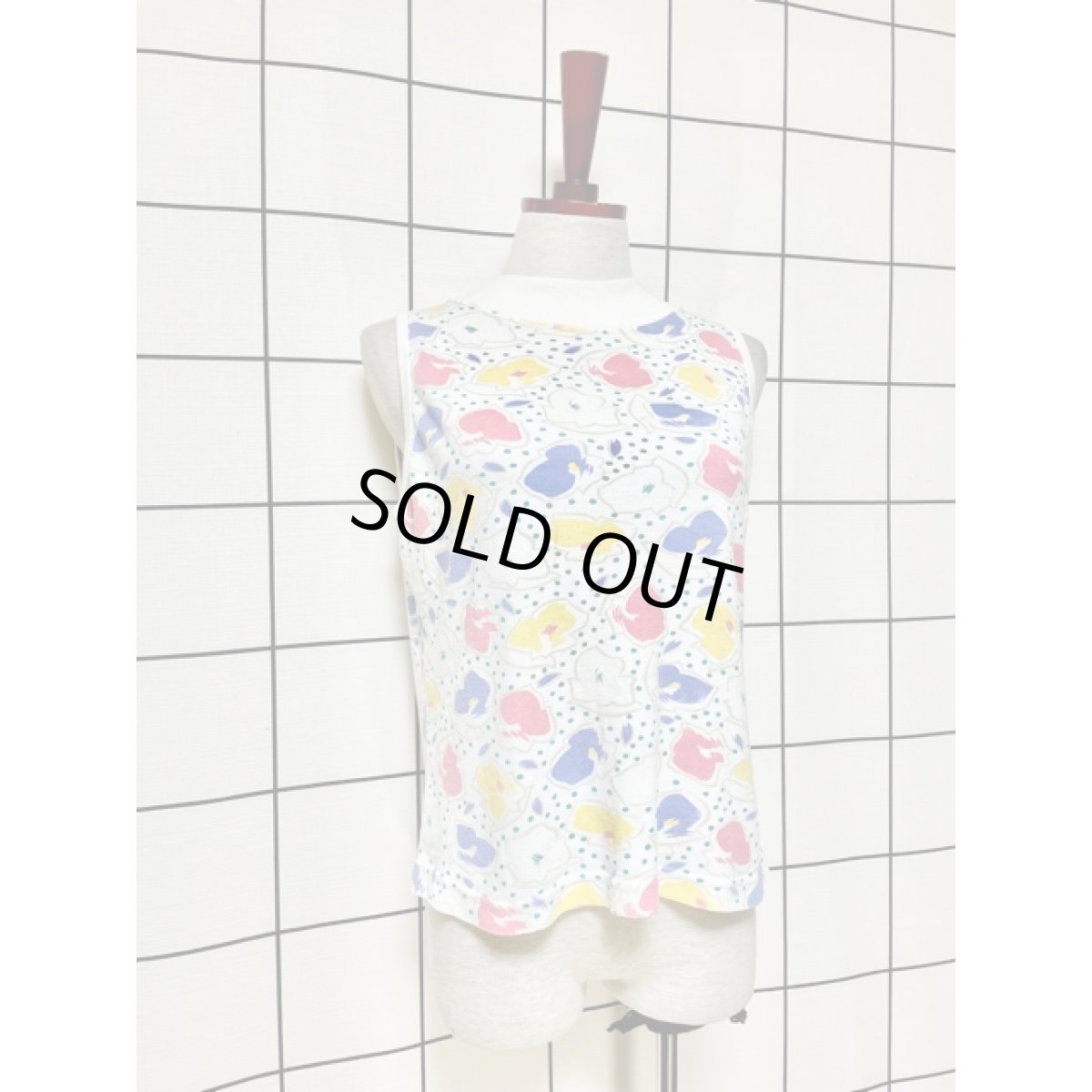 画像4: アート調フラワー柄 ベスト アメリカ古着 ホワイト レトロ (4)