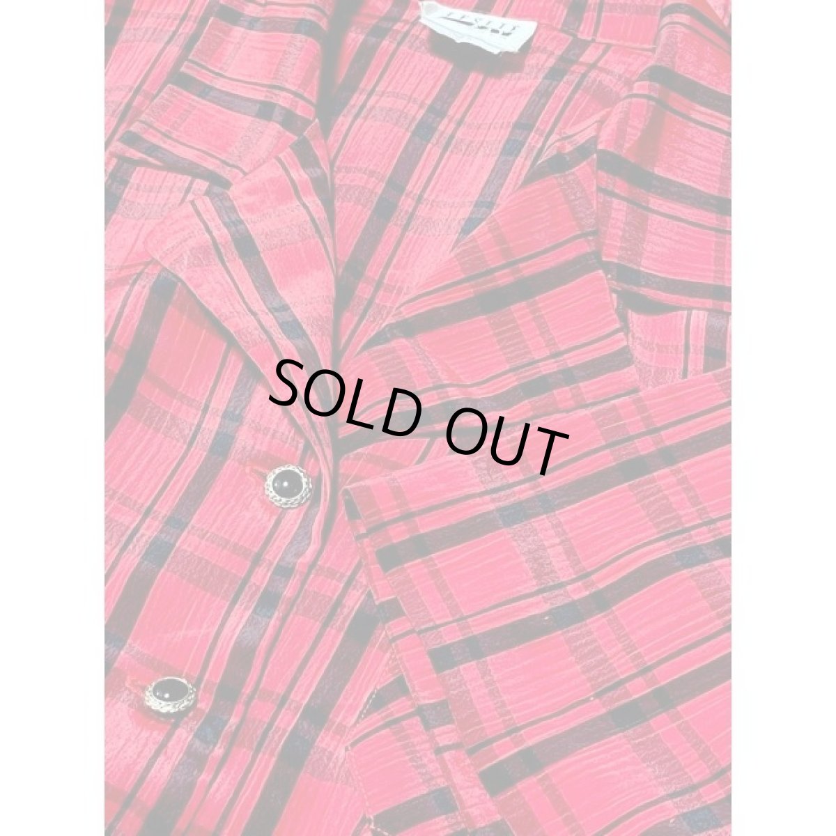 画像10: チェック柄 プリーツ ワンピース レッド ブラック ウエストゴム レトロ 半袖 アメリカ古着 ヴィンテージ Guatemala (10)