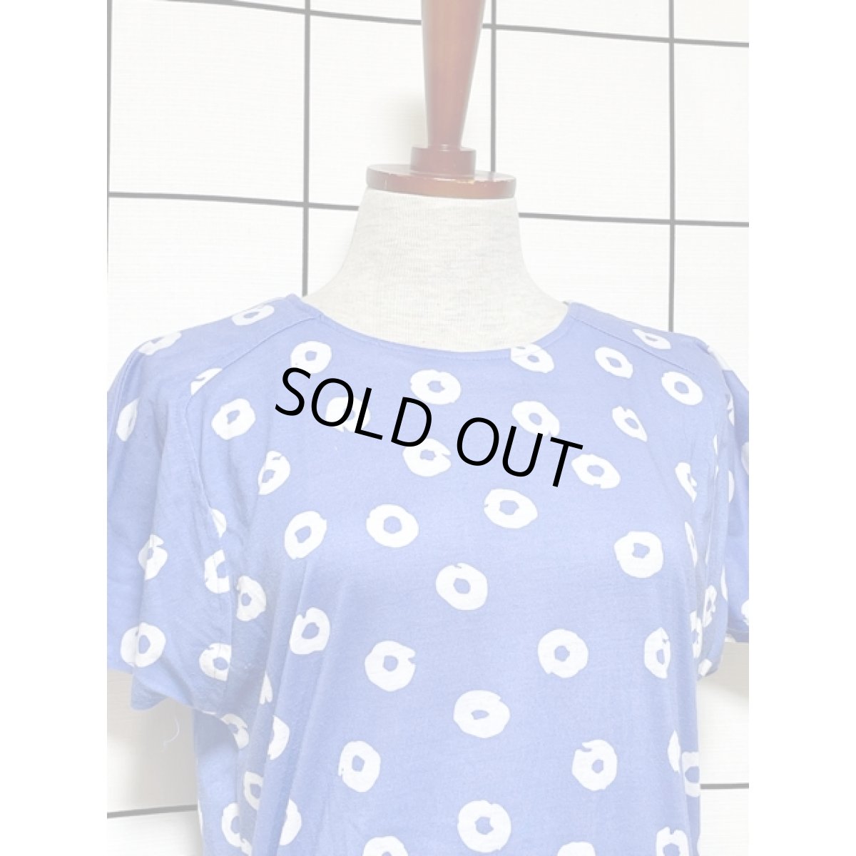 画像6: サークル柄 ブルー 半袖 レトロ アメリカ古着 ヴィンテージワンピース (6)