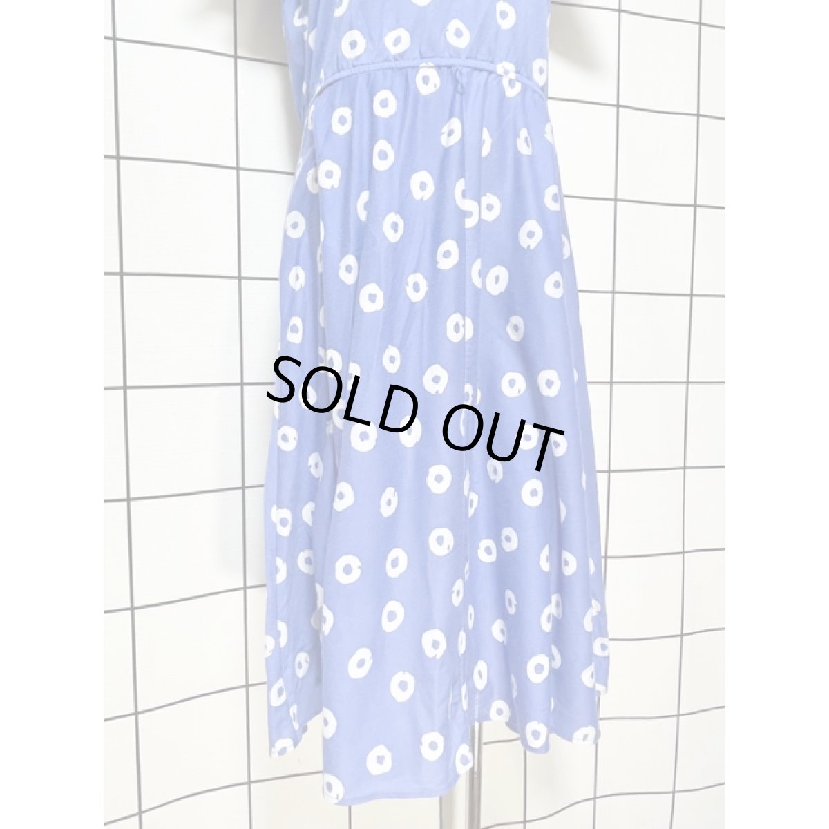 画像9: サークル柄 ブルー 半袖 レトロ アメリカ古着 ヴィンテージワンピース (9)