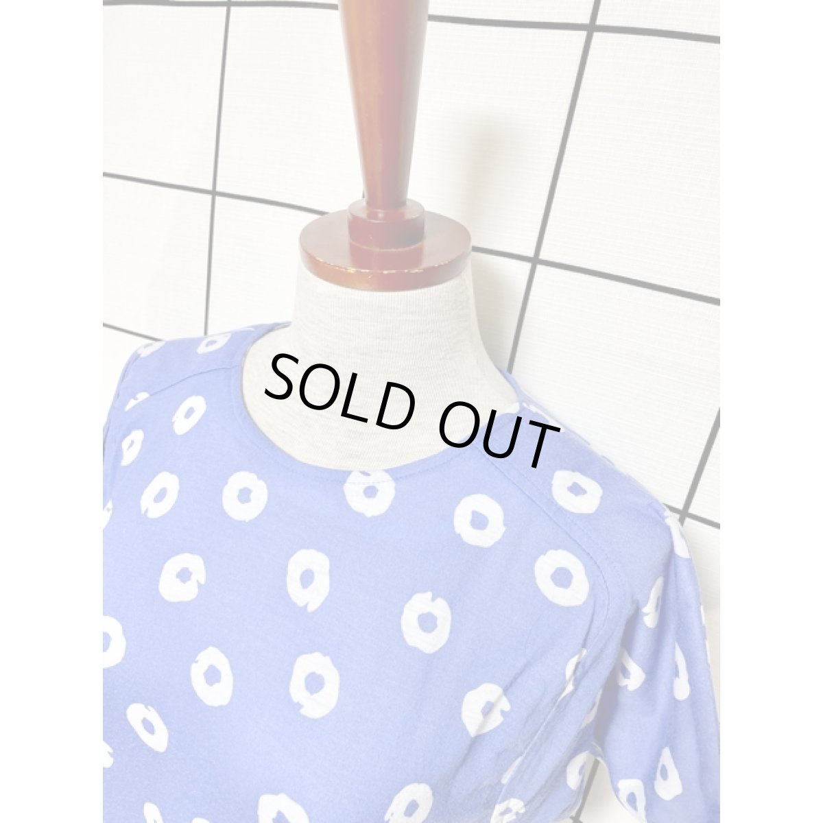 画像5: サークル柄 ブルー 半袖 レトロ アメリカ古着 ヴィンテージワンピース (5)