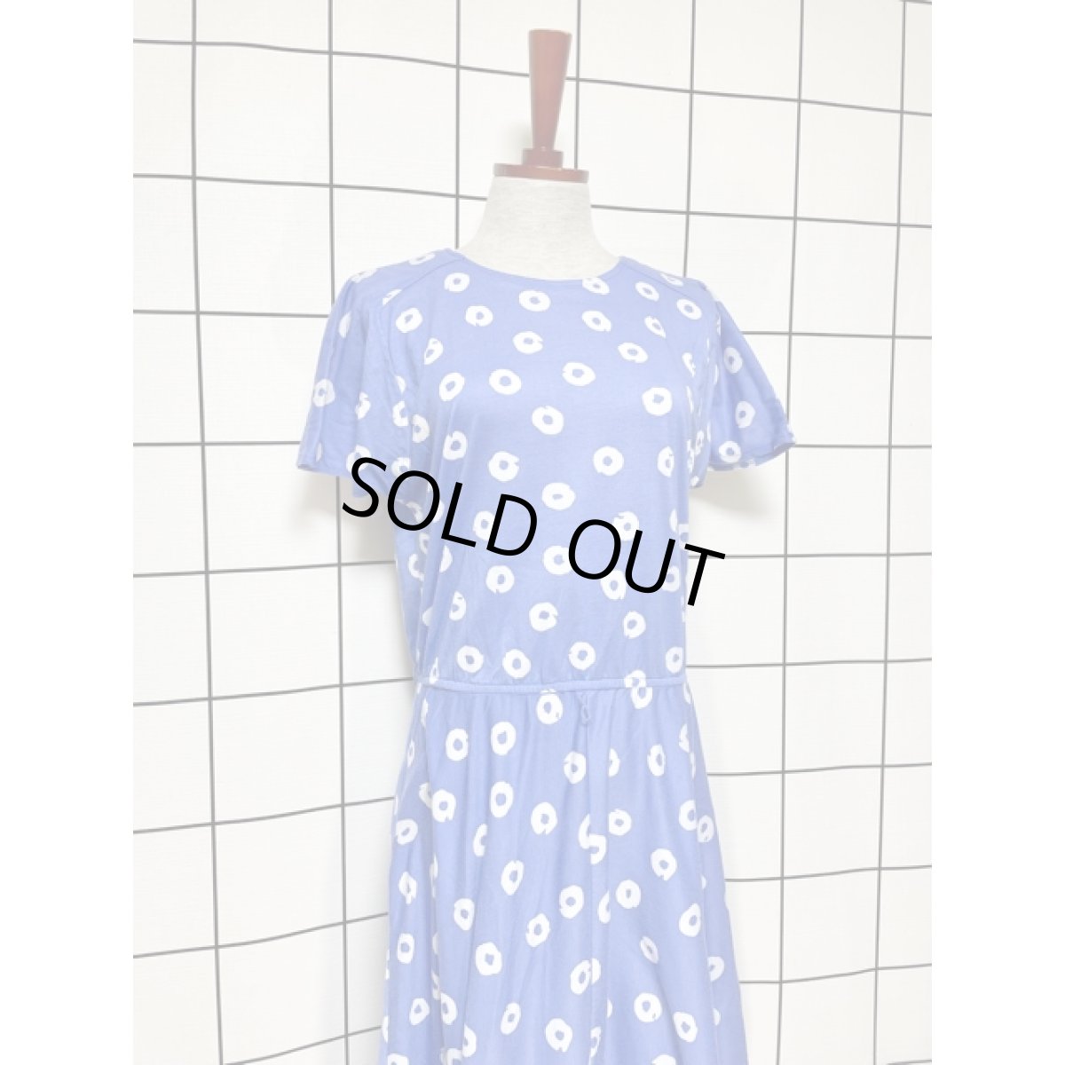 画像4: サークル柄 ブルー 半袖 レトロ アメリカ古着 ヴィンテージワンピース (4)