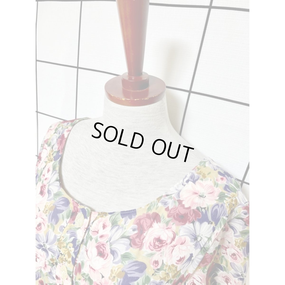 画像5: 総花柄 ウエストリボン 半袖 レトロ アメリカ古着 ヴィンテージワンピース (5)