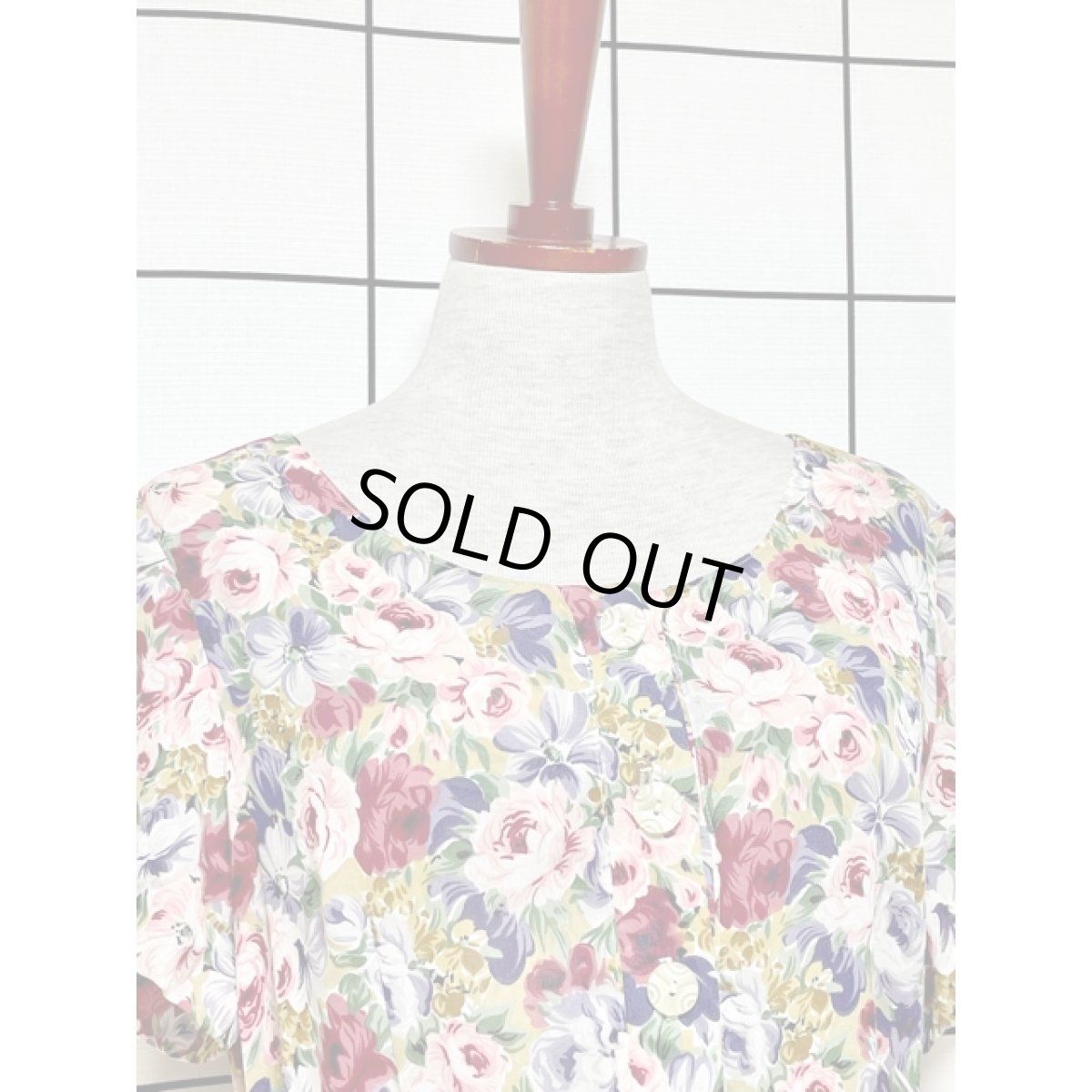 画像6: 総花柄 ウエストリボン 半袖 レトロ アメリカ古着 ヴィンテージワンピース (6)