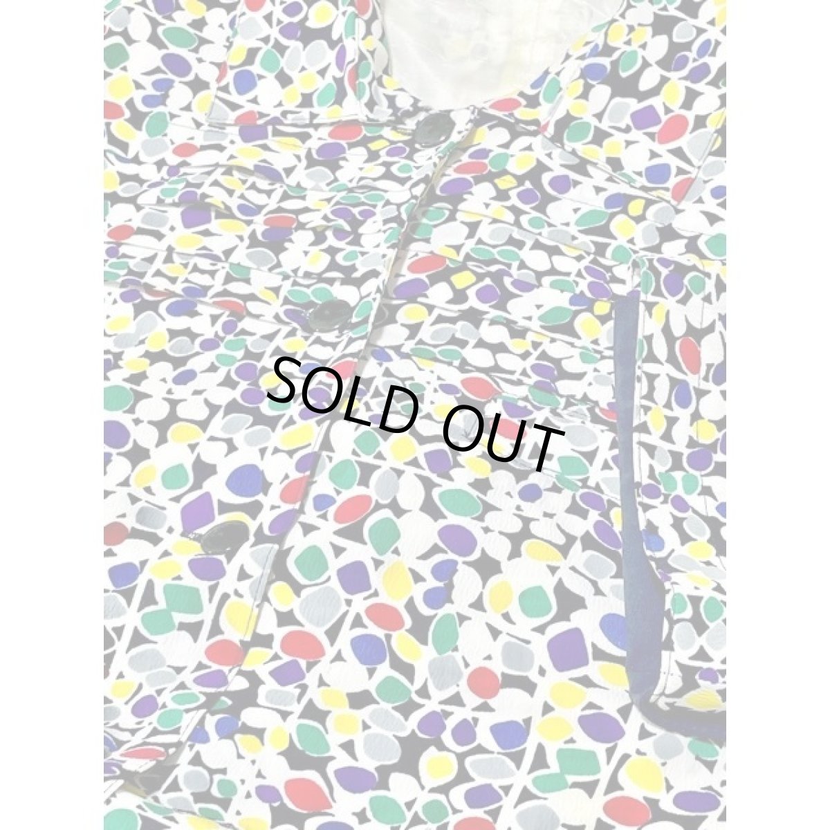 画像10: フランス古着 カラフルアート柄 フロントタック 袖折り返し 半袖 ヨーロッパ古着 レトロ ヴィンテージワンピース (10)