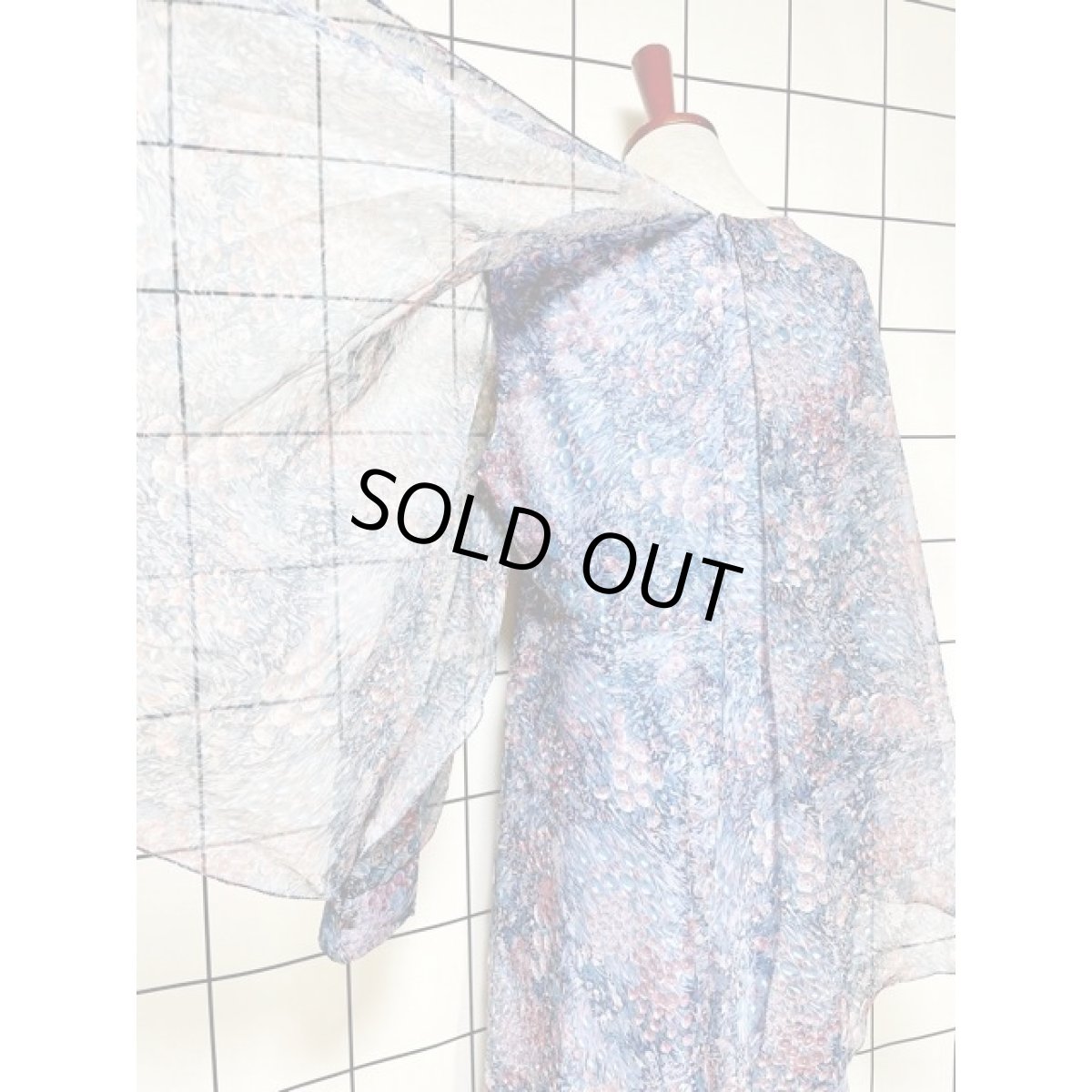 画像3: パーティーや衣装などにもおすすめ 70's Vintage 花柄 シア レトロ ヨーロッパ古着 ヴィンテージロングドレス (3)