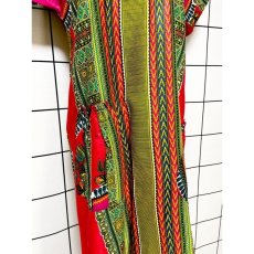 画像7: アフリカンバティックドレス 半袖 ヴィンテージ 古着 エスニック レトロ (7)
