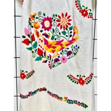 画像11: メキシコ製 鳥刺繍 花刺繍 フォークロア 半袖 レトロ ヴィンテージメキシカンドレス ホワイト 白 (11)