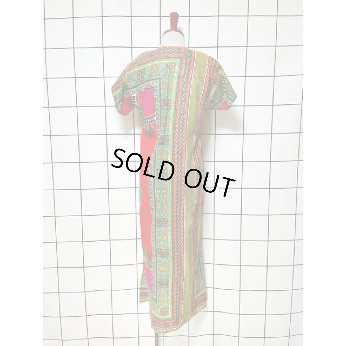 画像2: アフリカンバティックドレス 半袖 ヴィンテージ 古着 エスニック レトロ (2)