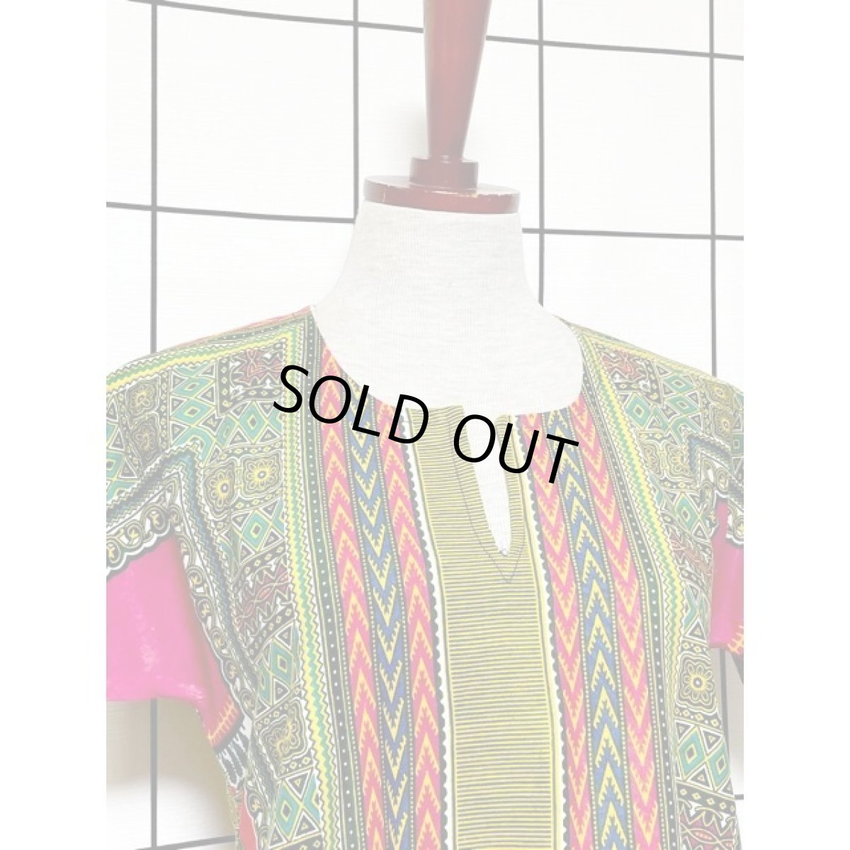 画像5: アフリカンバティックドレス 半袖 ヴィンテージ 古着 エスニック レトロ (5)