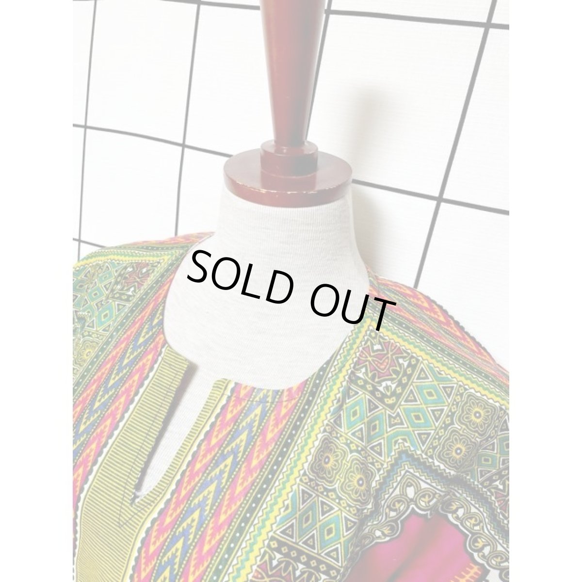 画像4: アフリカンバティックドレス 半袖 ヴィンテージ 古着 エスニック レトロ (4)